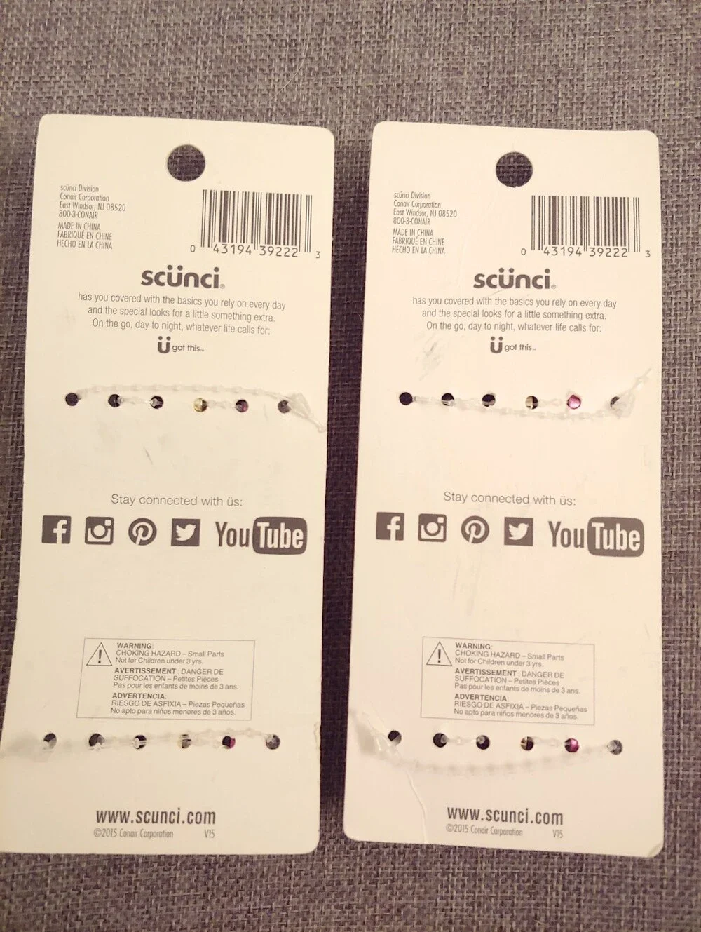 scünci No-Slip Grip Barrettes Set in Teal, Silver & Black (3 pcs) Lot Of 2